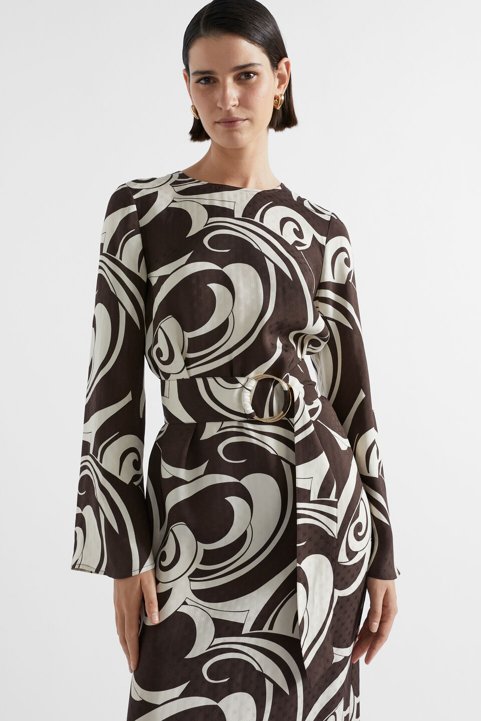 Jacquard Swirl Midi Dress  Retro Swirl