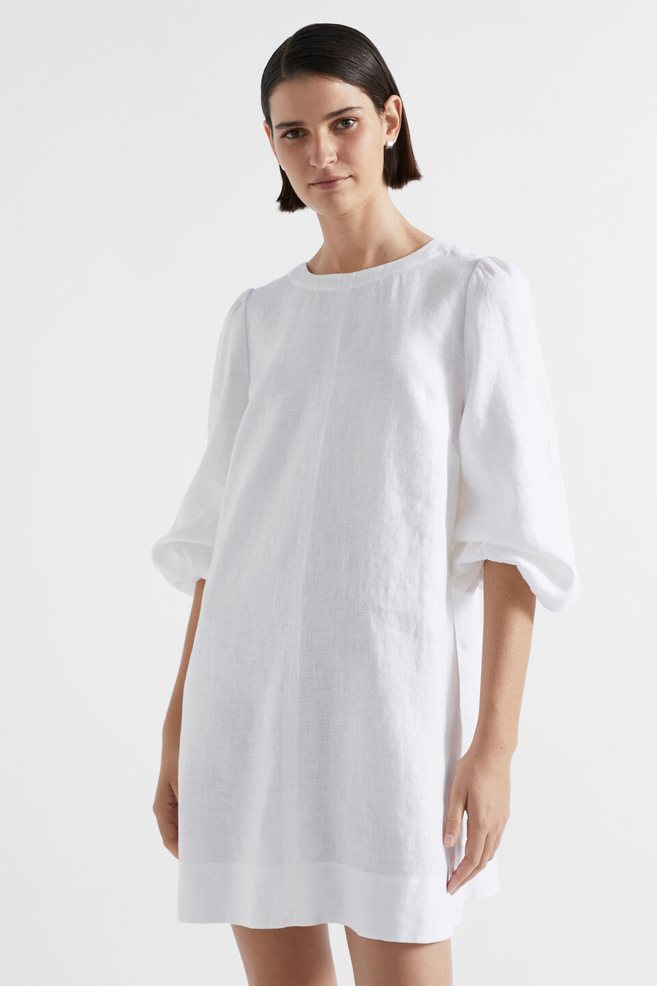 Core Linen Mini Dress  Whisper White