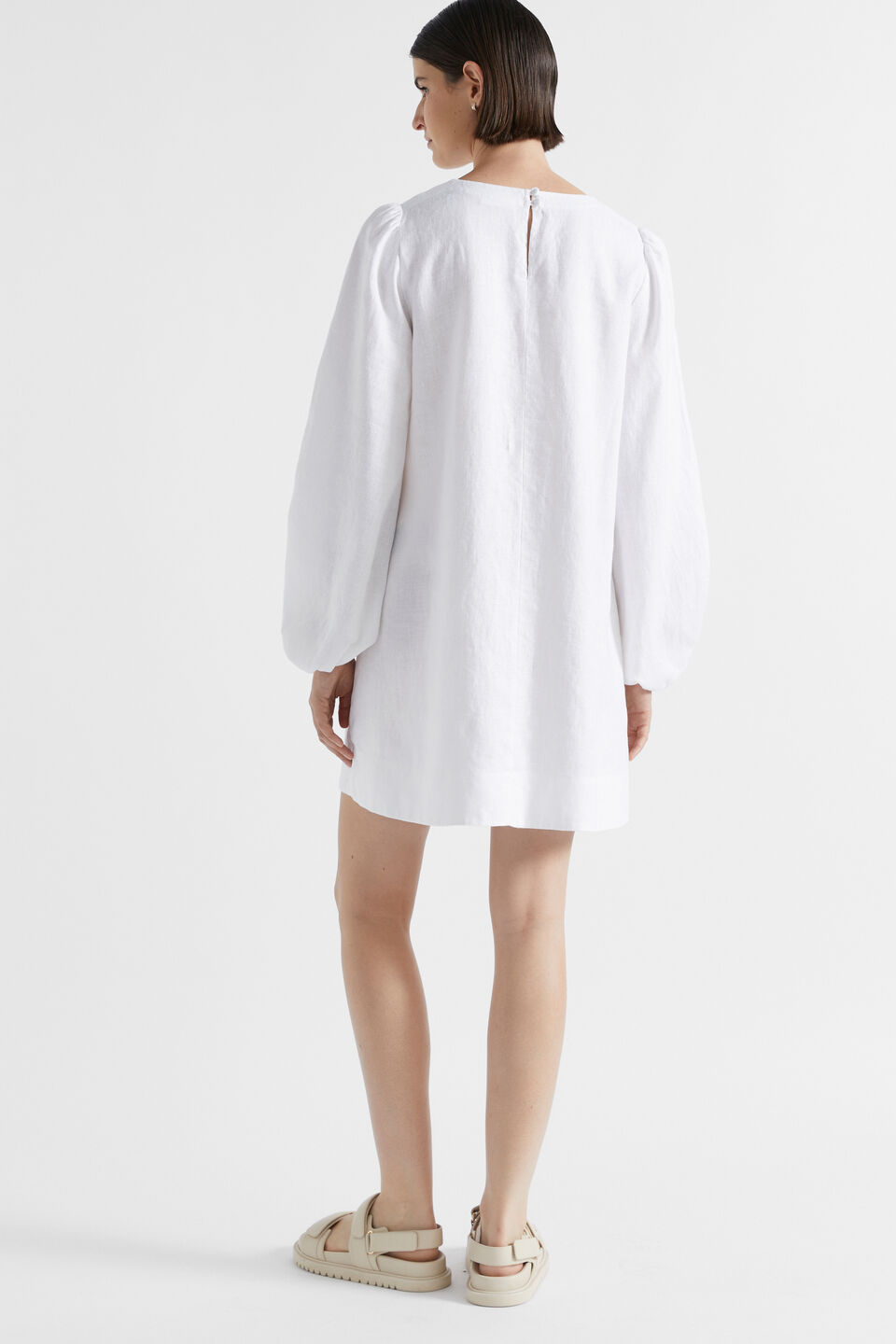 Core Linen Mini Dress  Whisper White