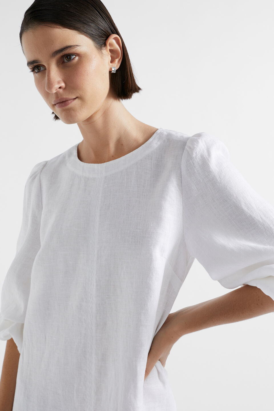 Core Linen Mini Dress  Whisper White