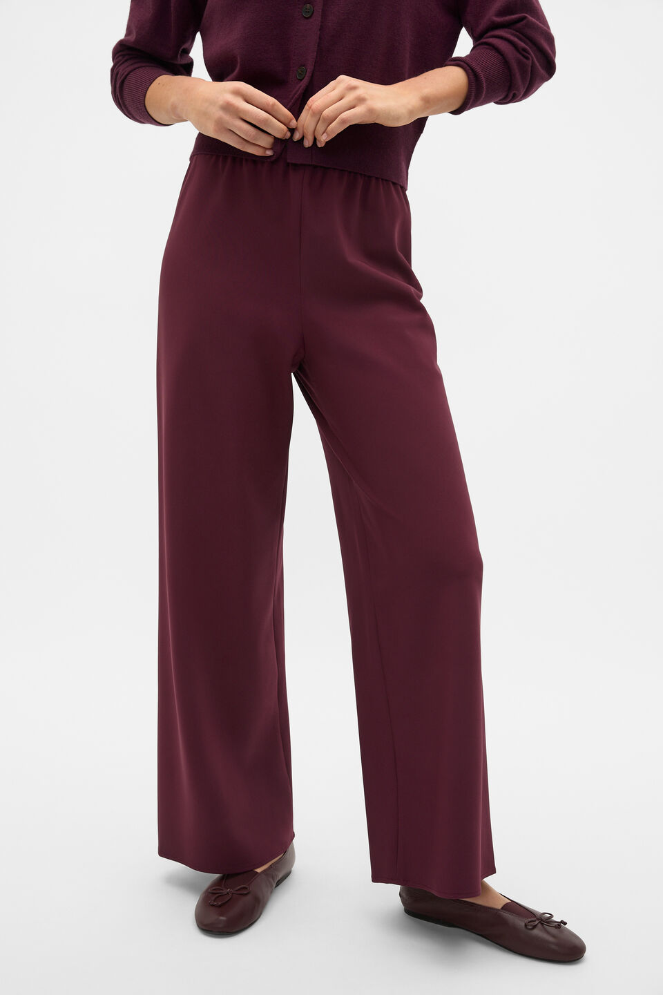 Easy Wide Leg Pant  Plum Red