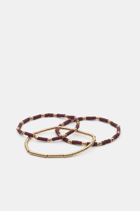 Stretch Bead Bracelet  Plum Red  hi-res