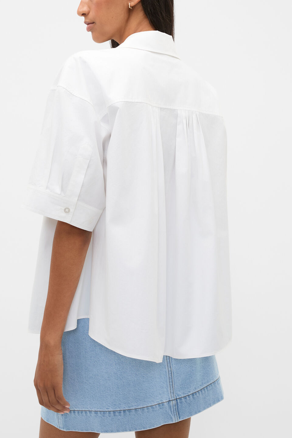 Poplin Pleat Detail Shirt  Whisper White
