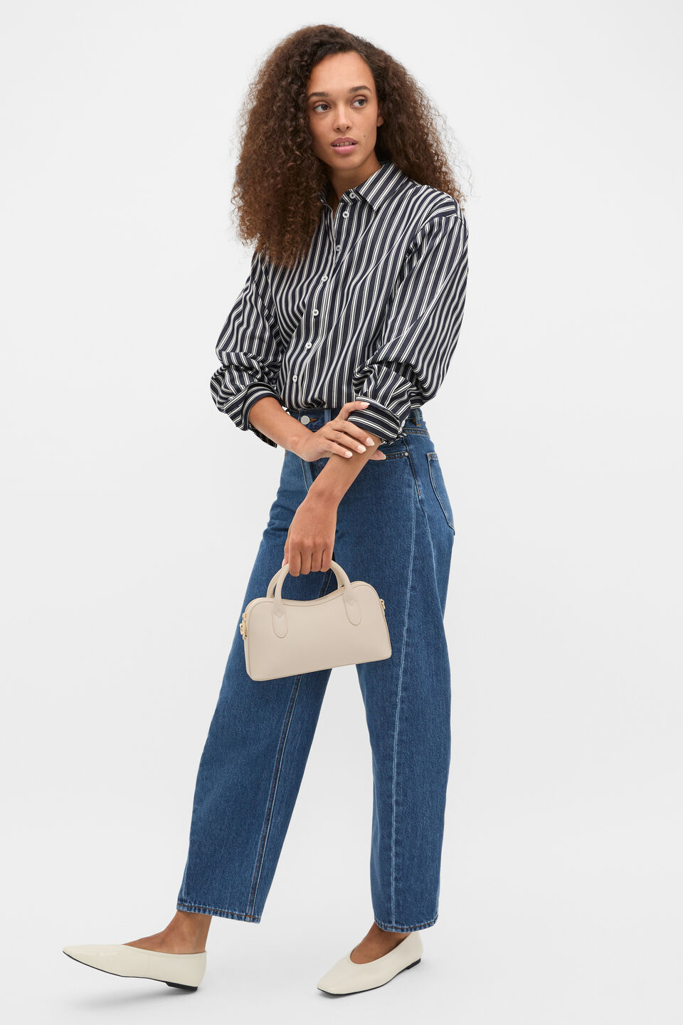 Stripe Cotton Oversized Shirt  Twilight Blue Stripe