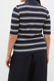 Variegated Rib Polo Top  Twilight Blue Stripe  hi-res