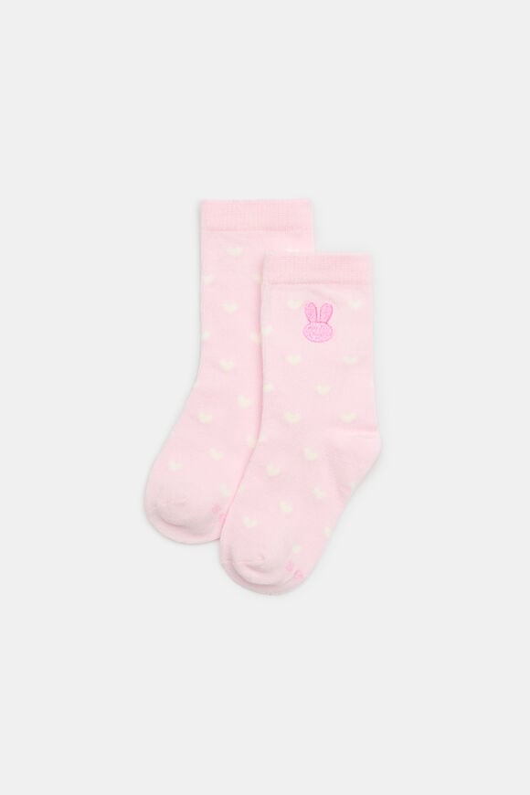 Bunny Embroidered Sock  Pink Lemonade  hi-res