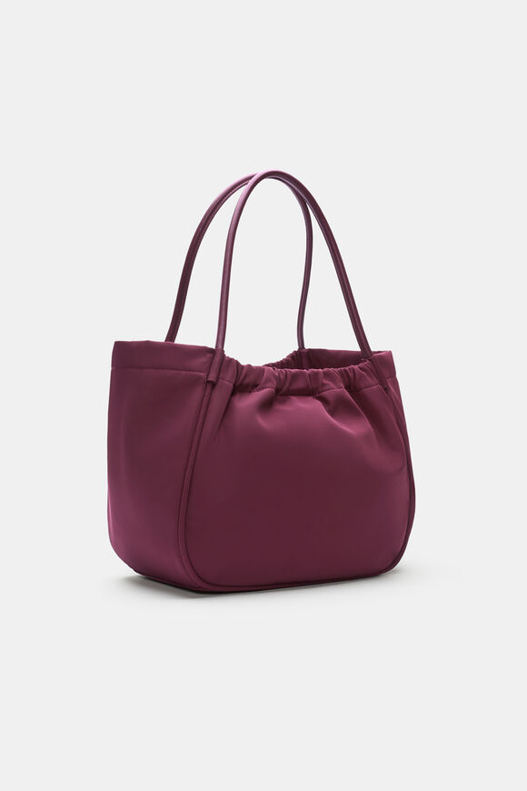Ruched Essential Tech Tote  Plum Red  hi-res