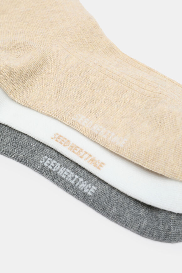 3 Pack Quarter Crew Socks  Sandstone Multi  hi-res