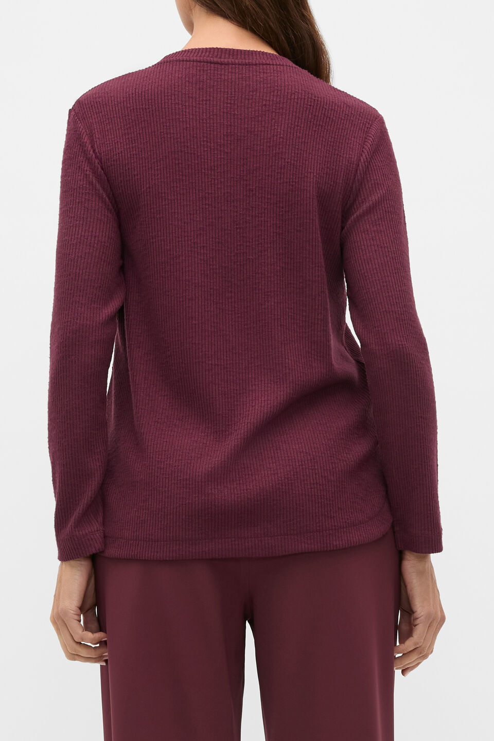 Supersoft Rib Relaxed Top  Plum Red