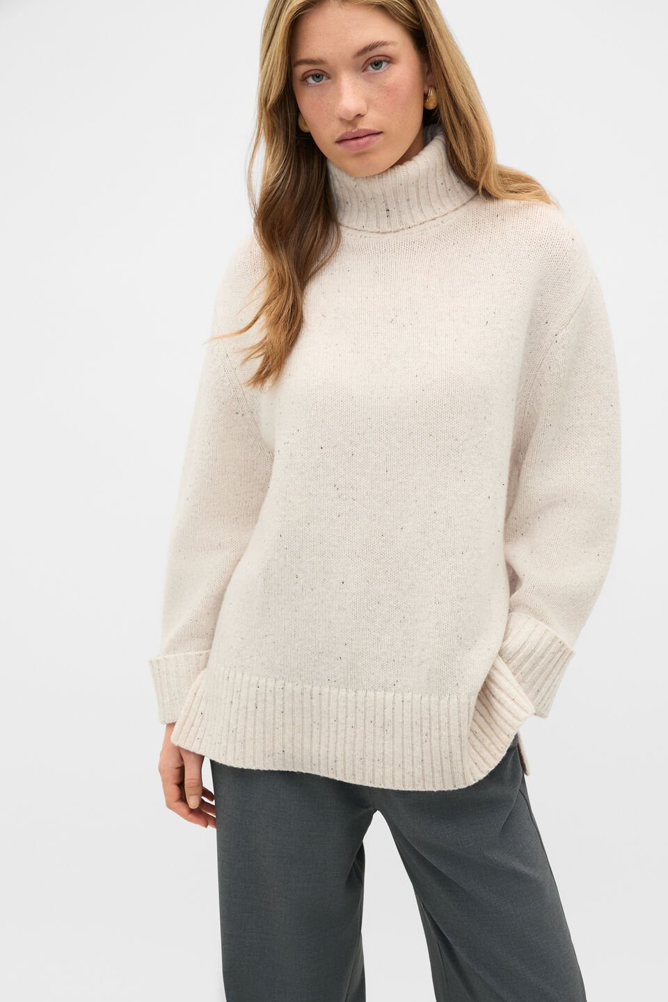 Australian Merino Oversized Roll Neck  Mist Speckle