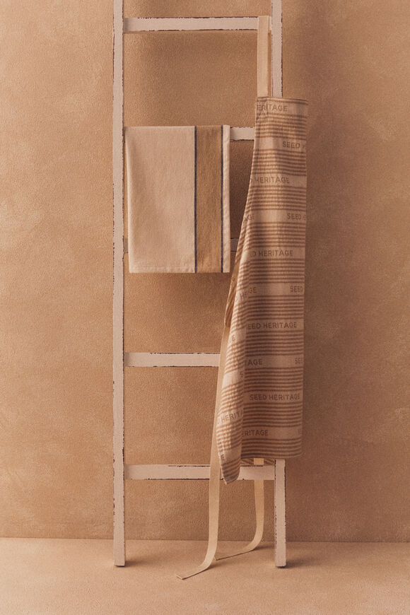 Vertical Stripe Tea Towel  Coconut Cream  hi-res