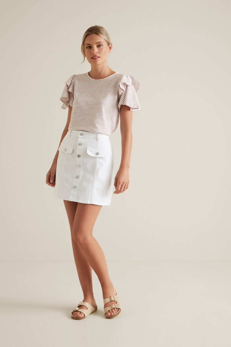 Button Front Mini Skirt  