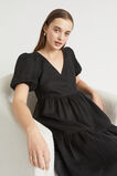Core Linen Cross Front Midi Dress  Black  hi-res