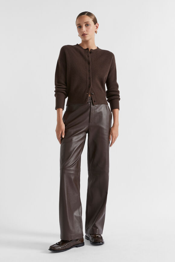 Merino Button Up Knit Cardigan  Dark Espresso Marle  hi-res