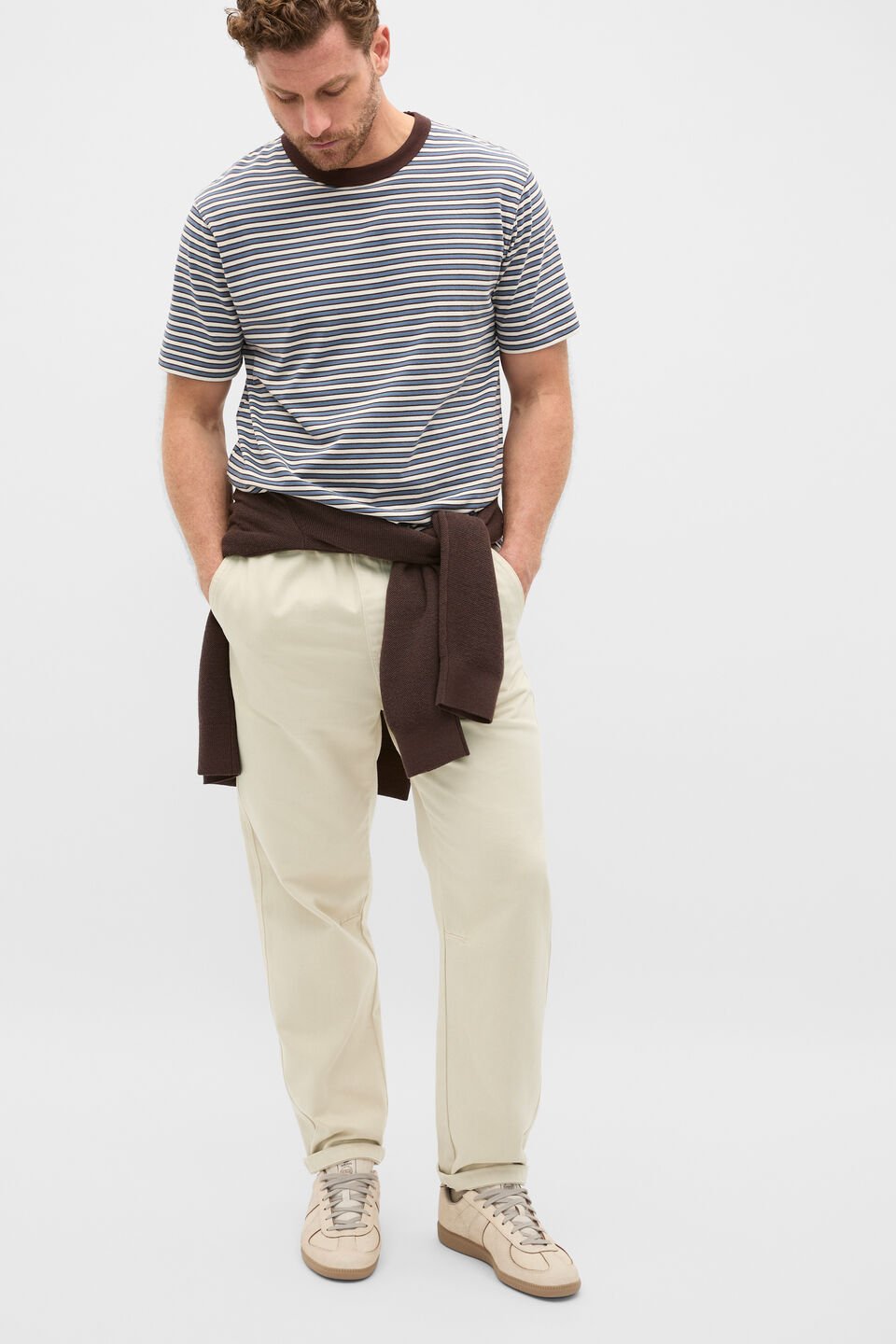 Crew Stripe Tee  Multi Choc Stripe