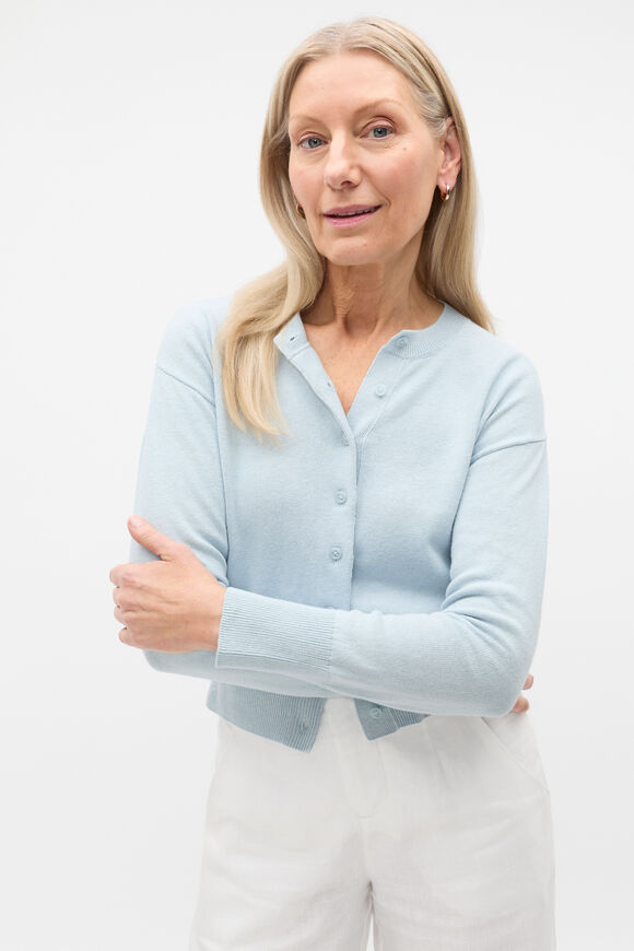 Linen Blend Cardigan  Bluebelle Marle  hi-res