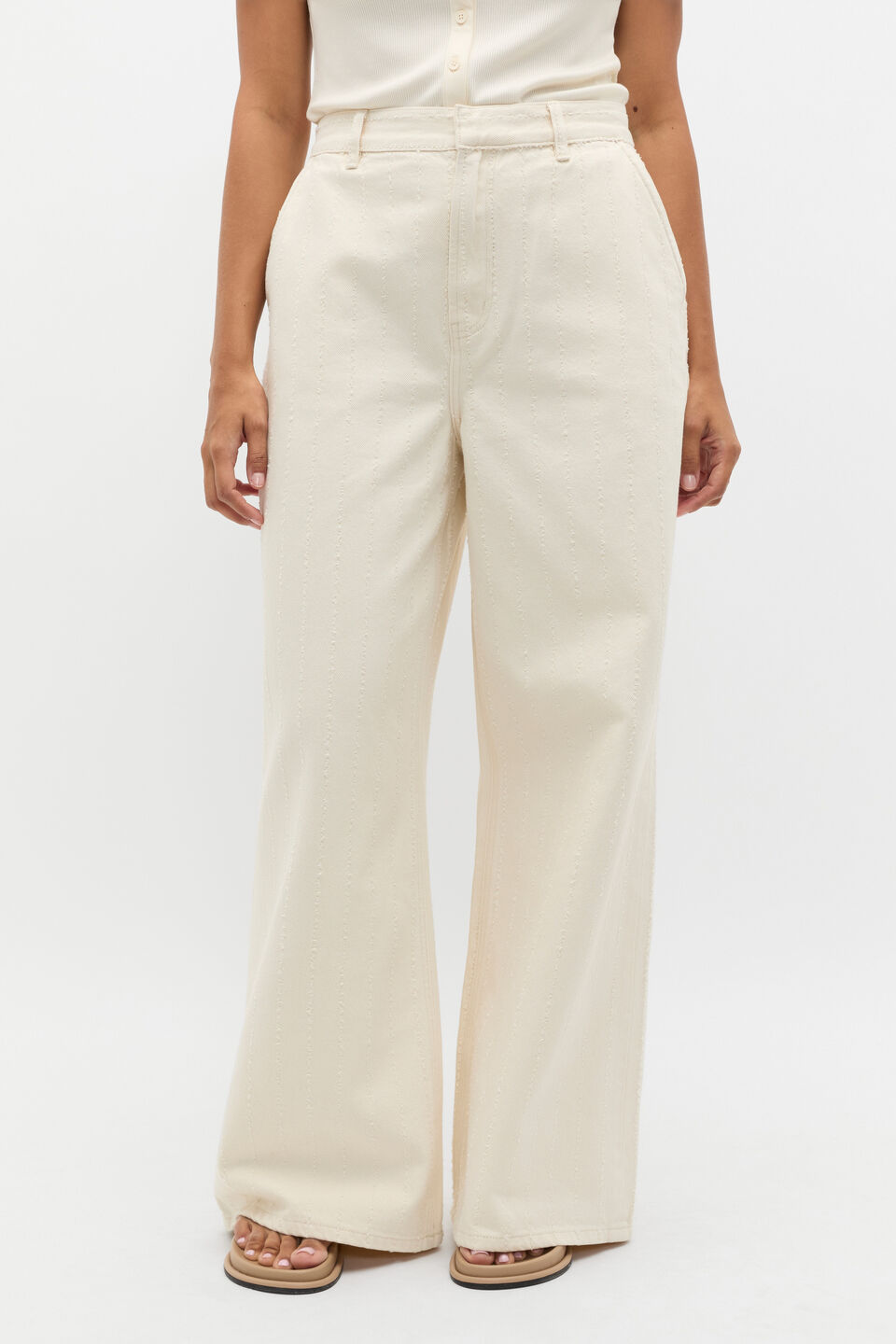 Textured Denim Tailored Jean  Buttercream