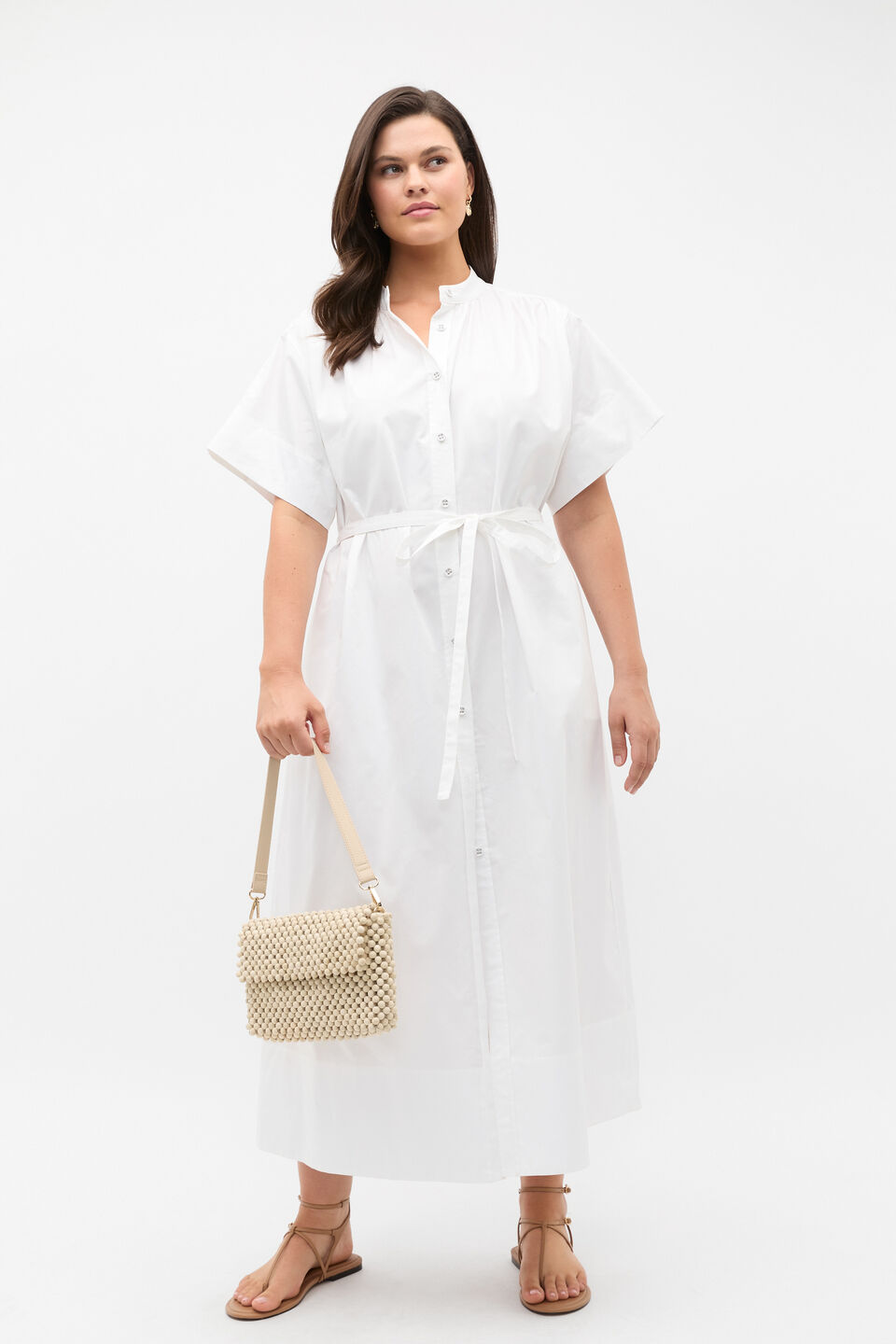 Poplin Voluminous Maxi Dress  Whisper White