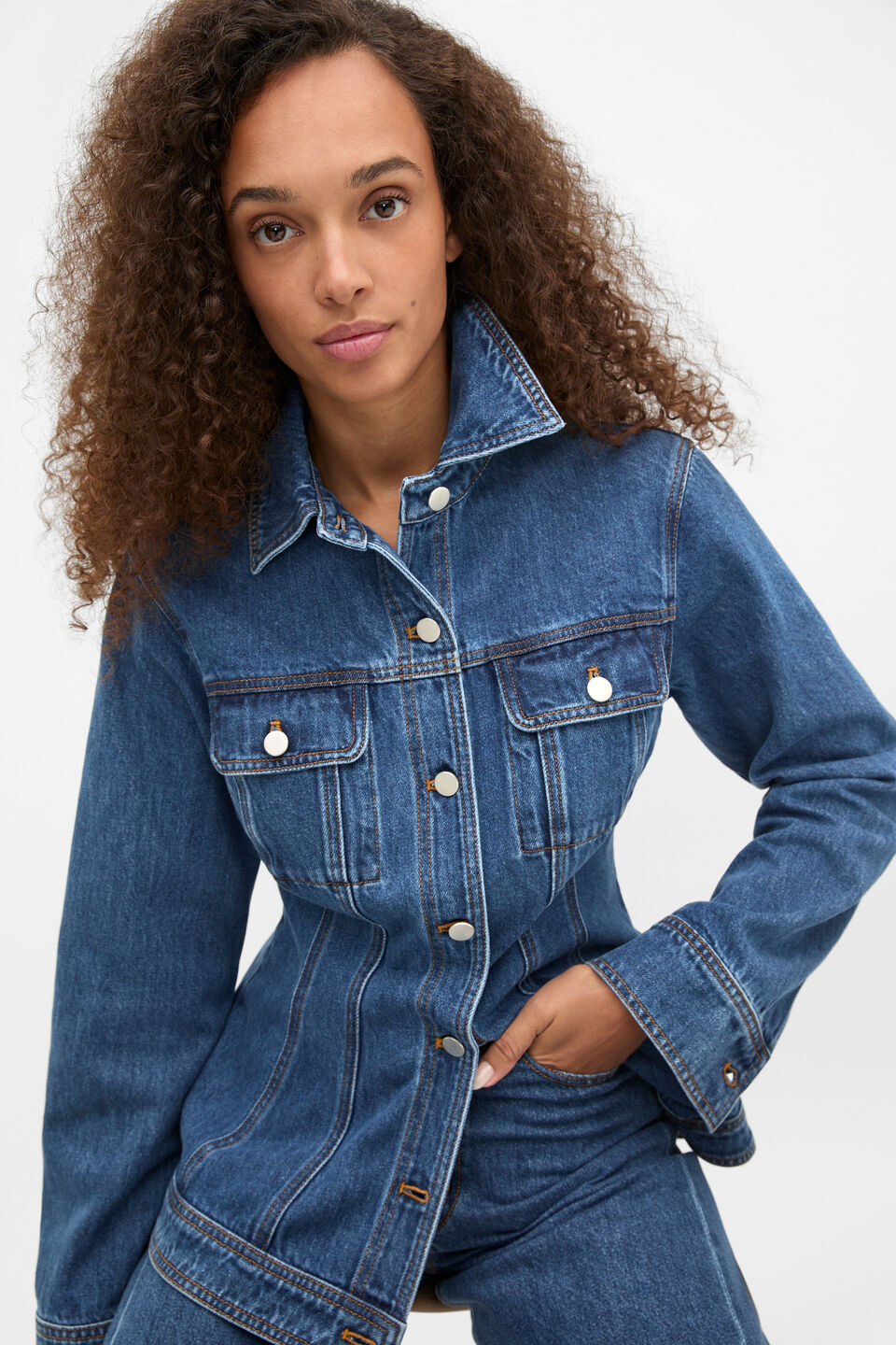 Denim Cinch Waist Jacket  Heritage Wash
