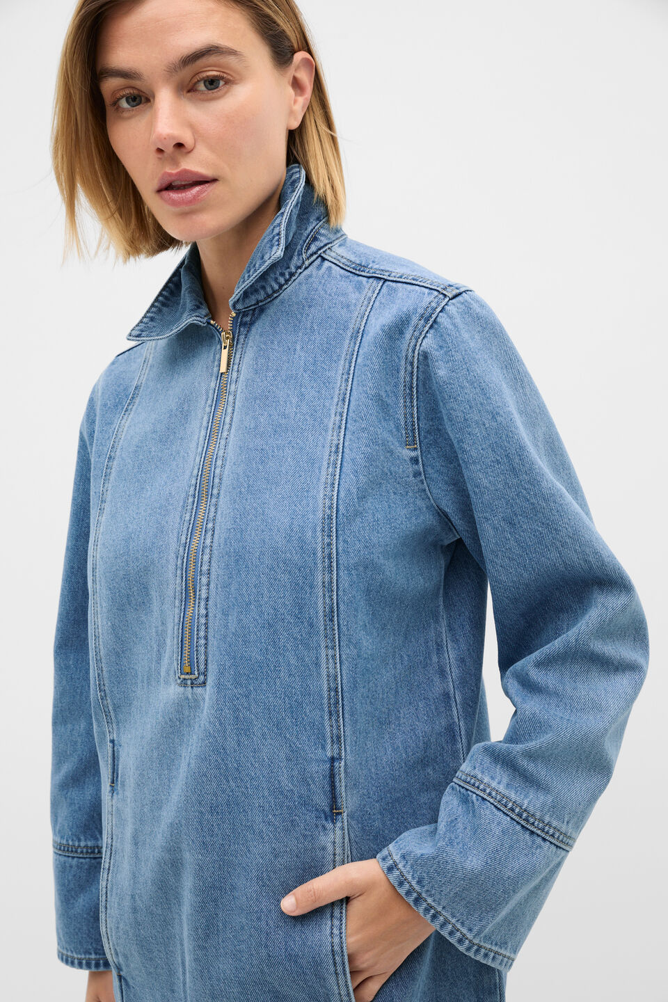 Denim Mini Dress  Mist Blue Wash