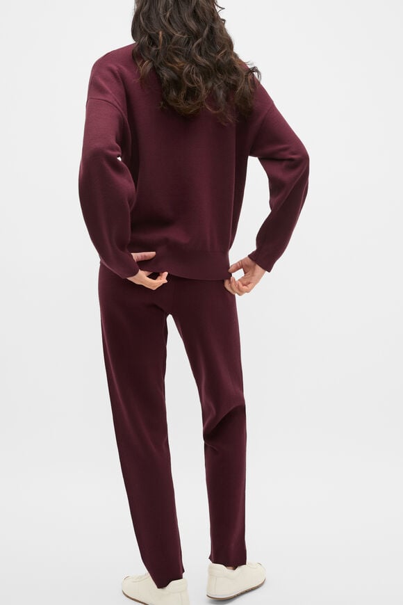 Double Knit Collared Sweater  Plum Red  hi-res