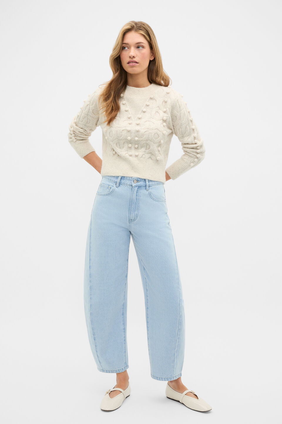 Barrel Leg Jean  Ice Blue Denim