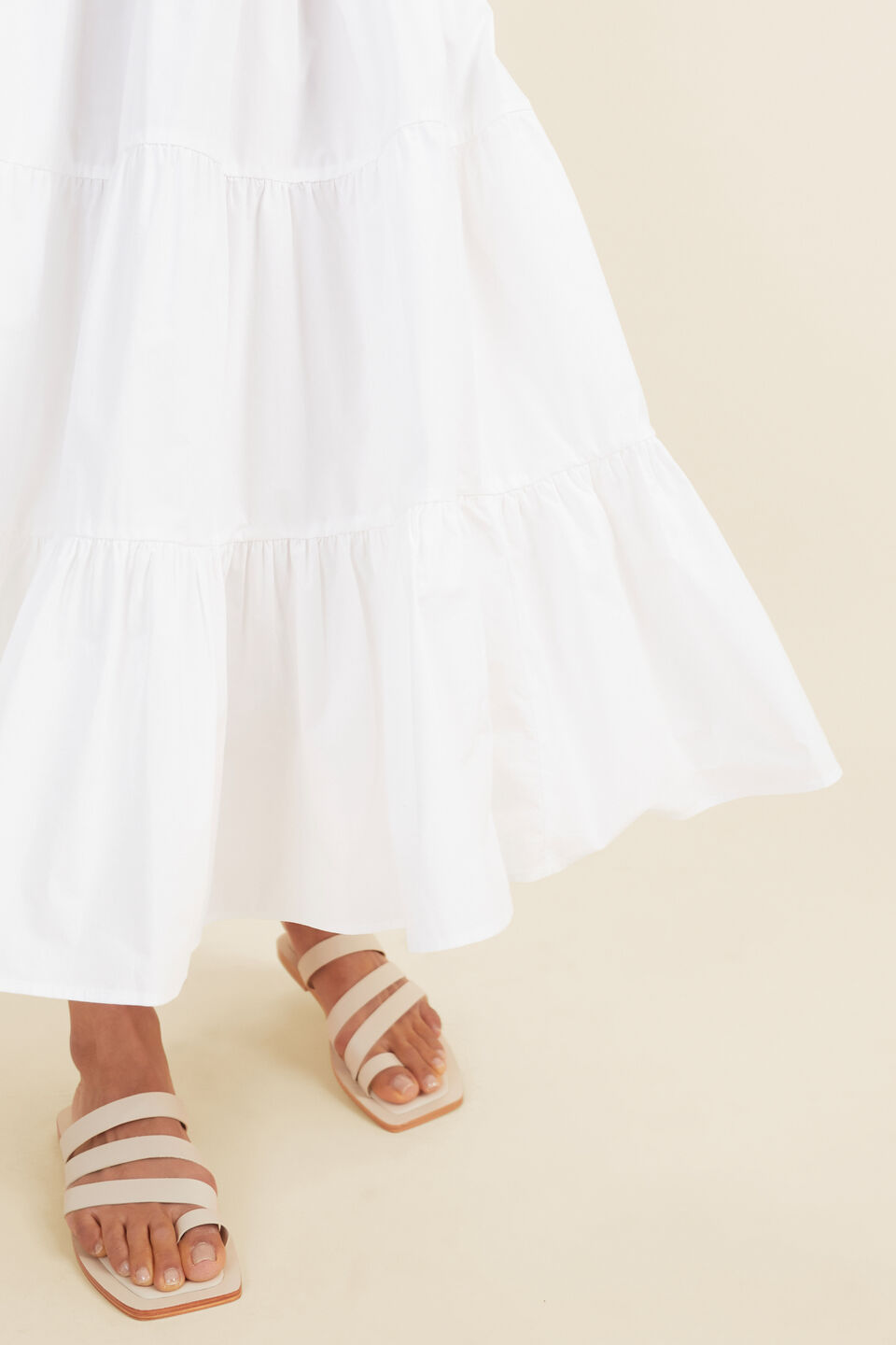 Poplin Tiered Maxi Dress  Whisper White