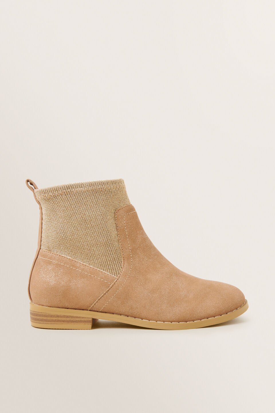 Gold Metallic Knit Boot  Gold