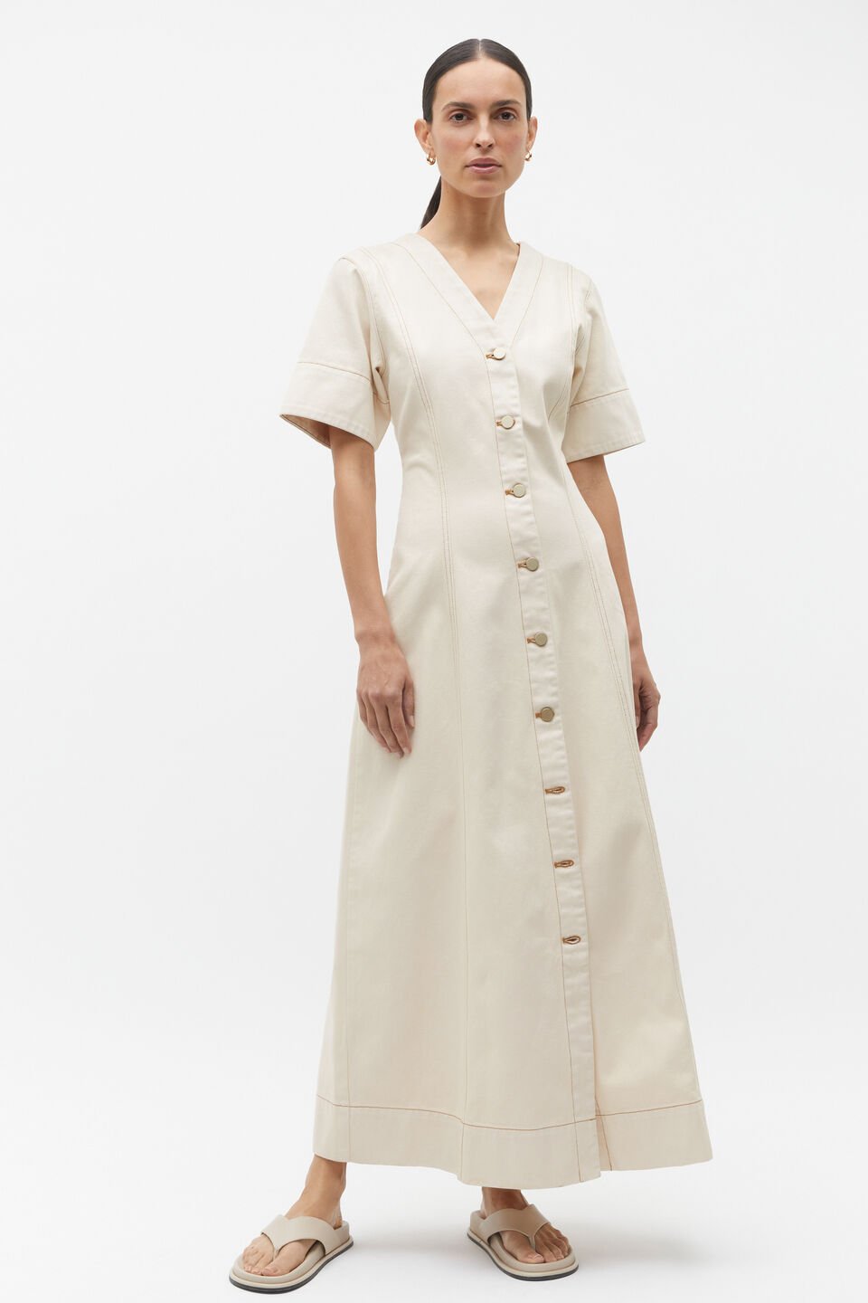 Denim Panelled Midi Dress  Frappe