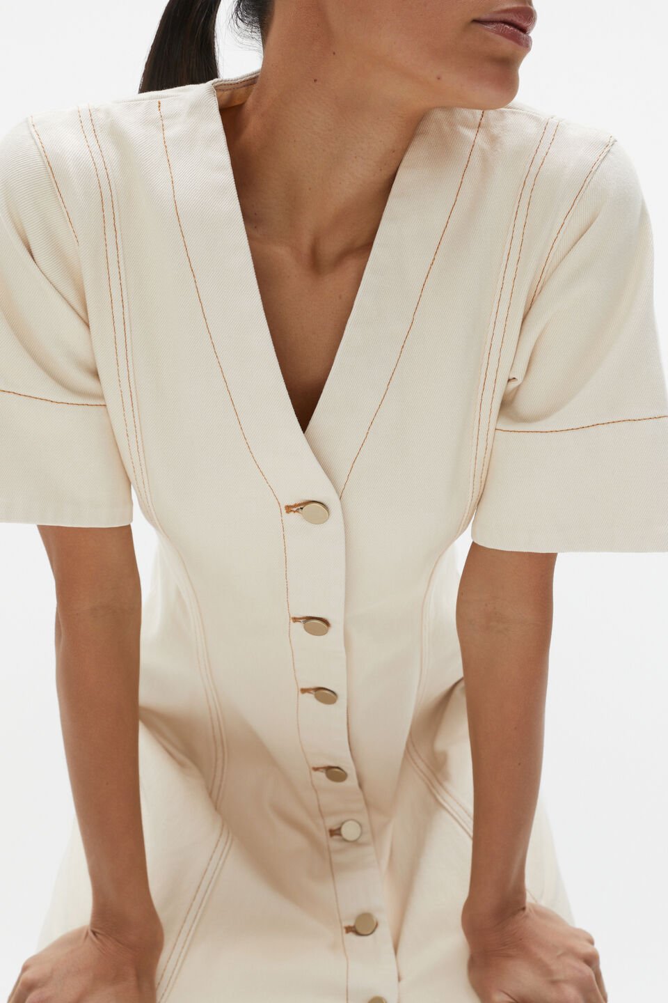 Denim Panelled Midi Dress  Frappe