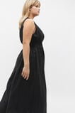 Linen One Shoulder Maxi Dress  Black  hi-res