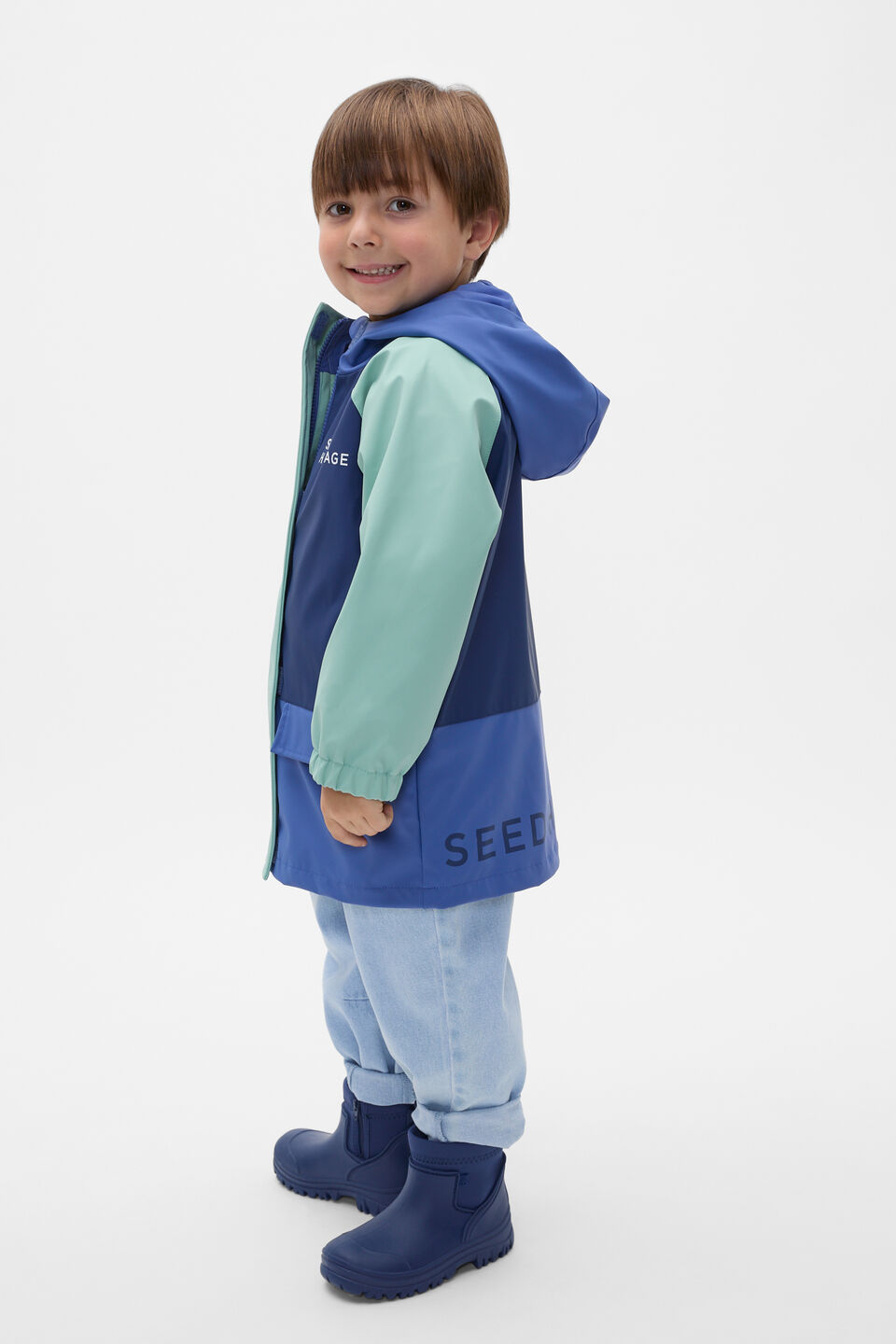 Colourblock Raincoat  Blue Multi