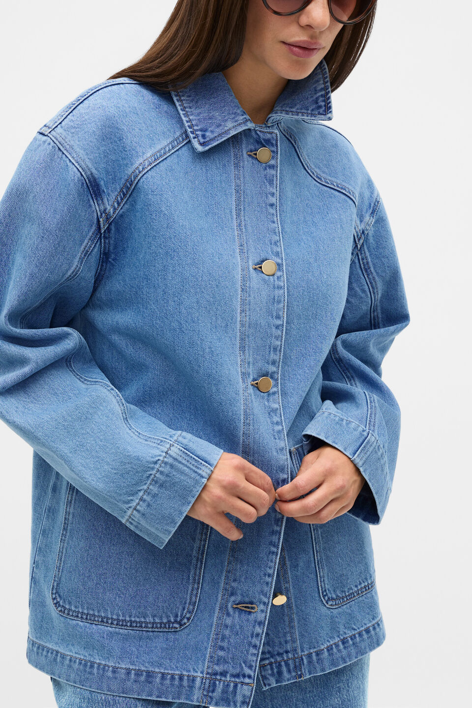 Denim Shacket  Mist Blue Wash