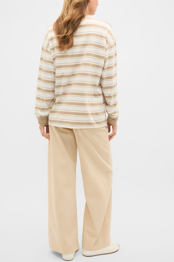 Slouchy Long Sleeve Striped Top  Sand Stone Stripe  hi-res