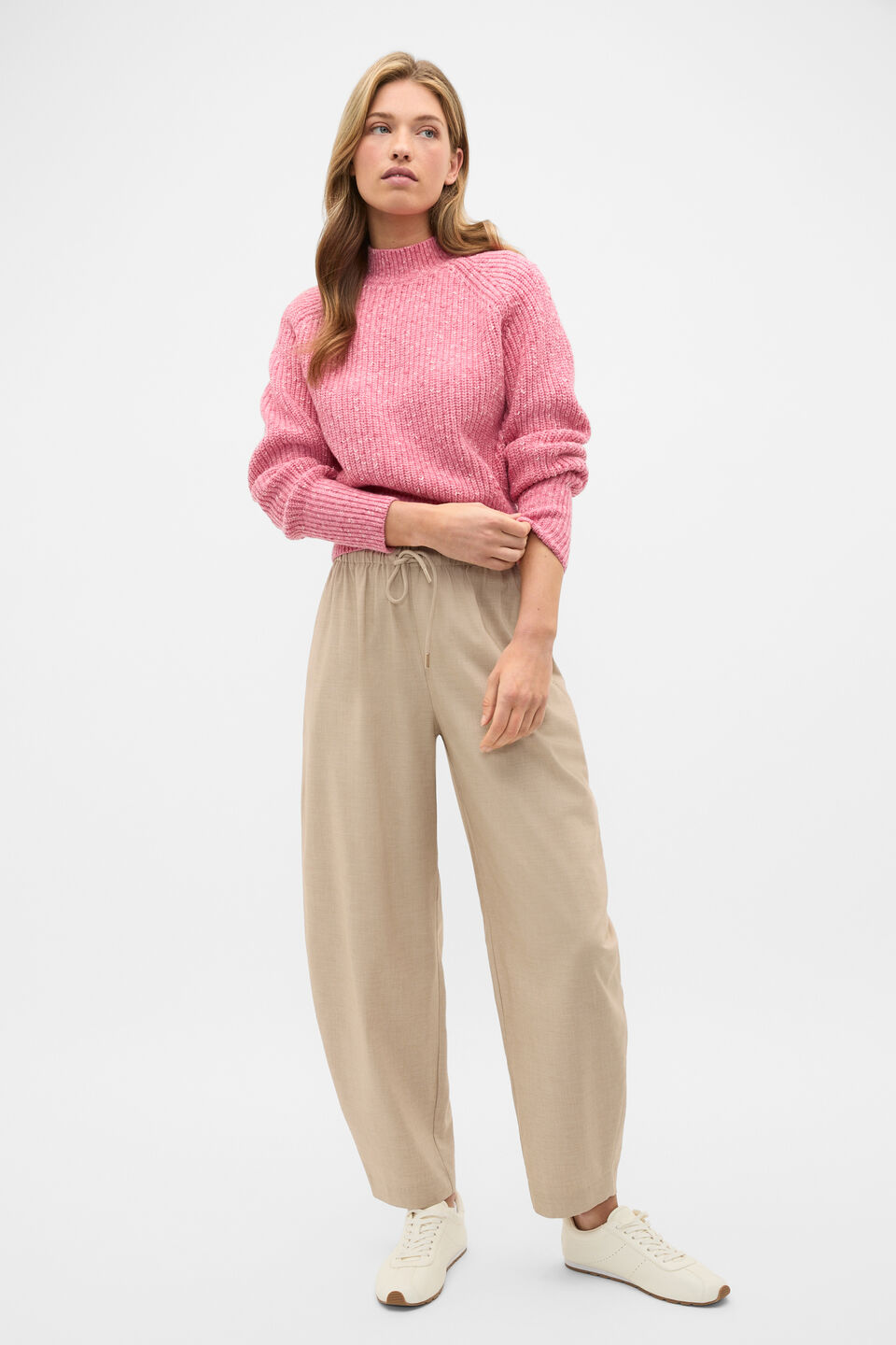 Twist Knit Cropped Sweater  Bubblegum Pink Twist