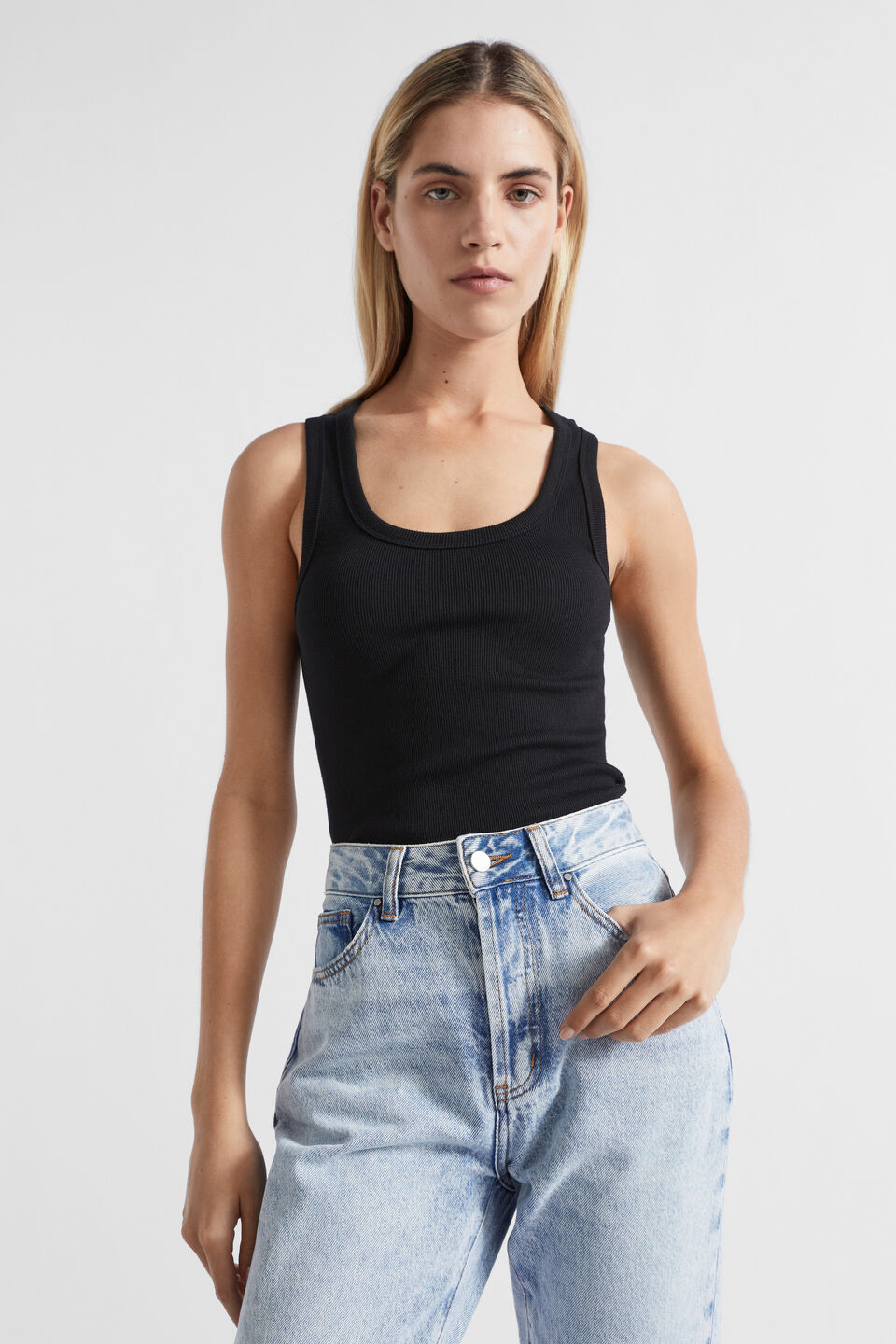 Core Rib Singlet  Black