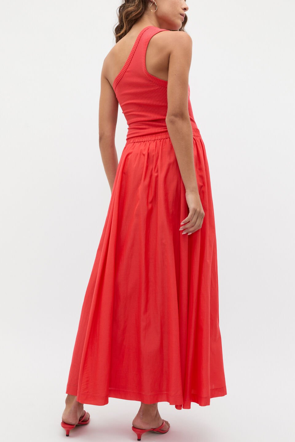 Voile Gathered Skirt  Electric Crimson