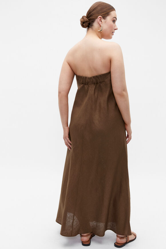 Core Linen Strapless Maxi Dress  Dark Praline  hi-res