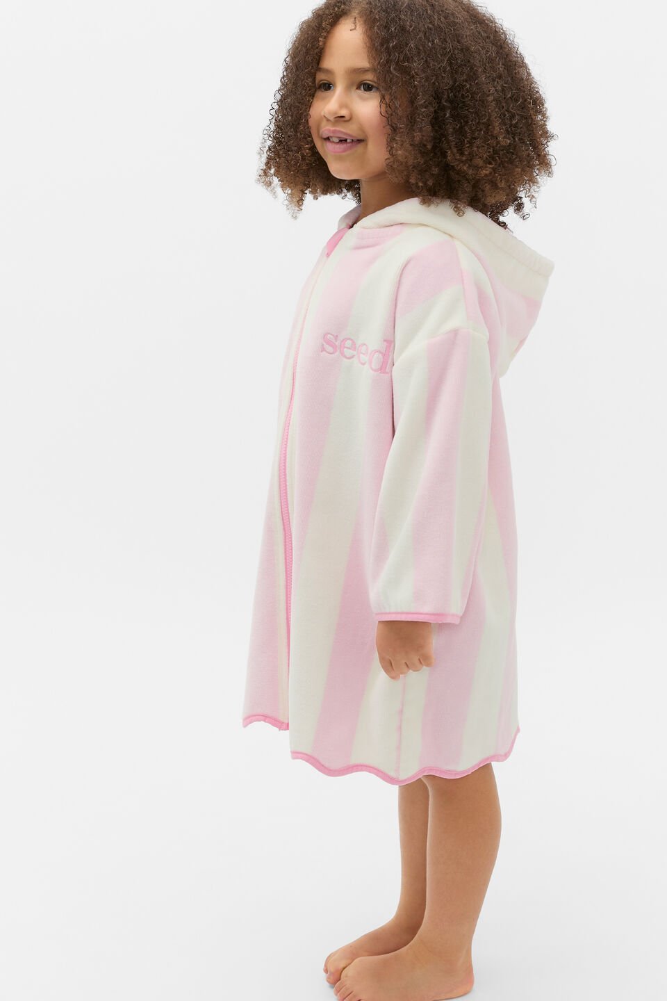 Swim Zip Poncho  Pink Lemonade Stripe