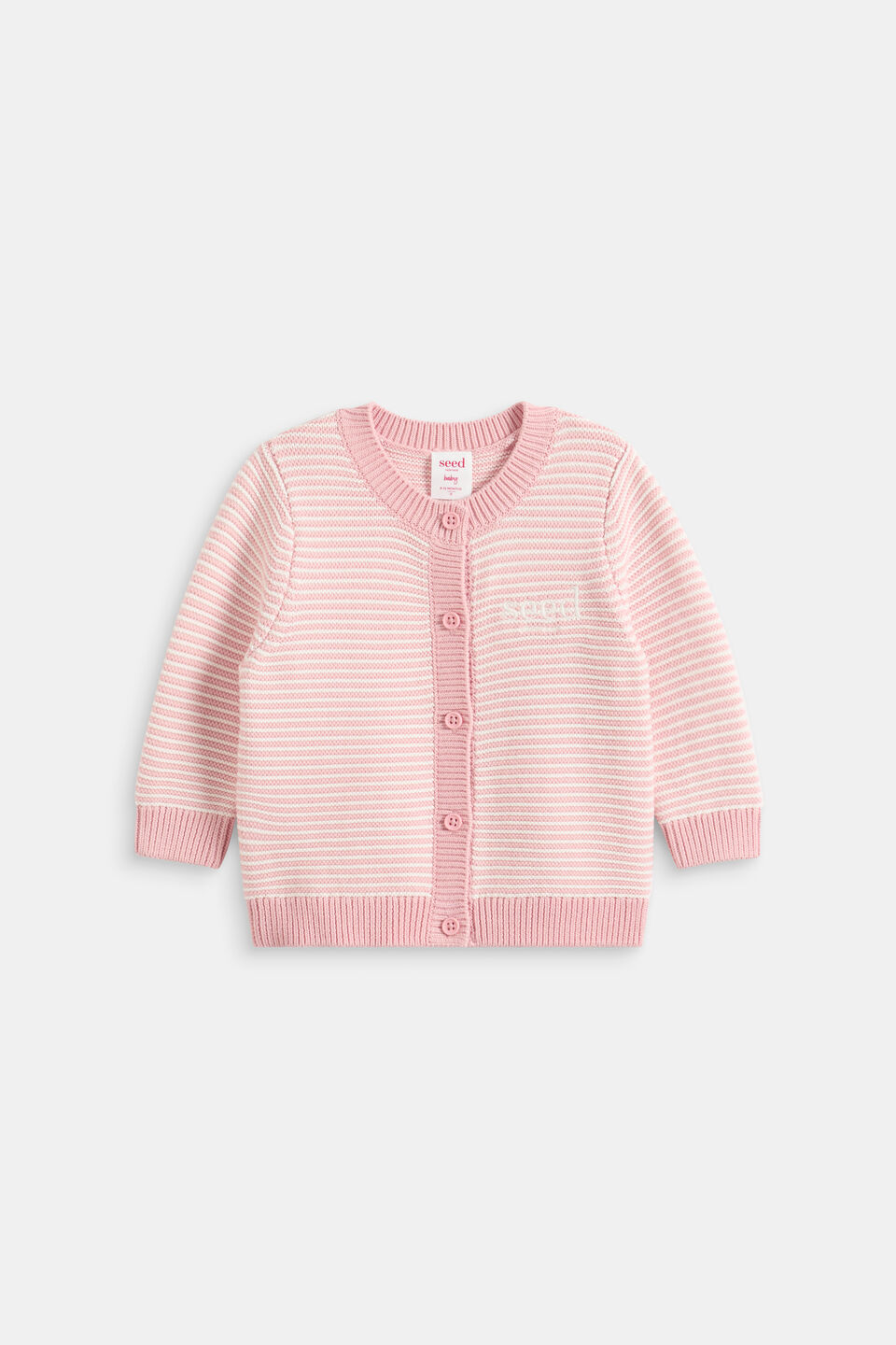 Logo Knit Cardigan  Blush Stripe