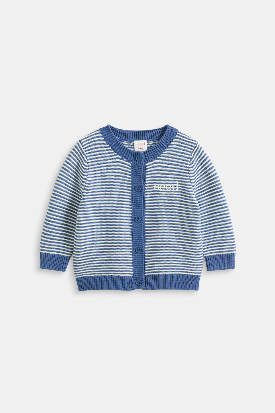 Logo Knit Cardigan  Navy Stripe