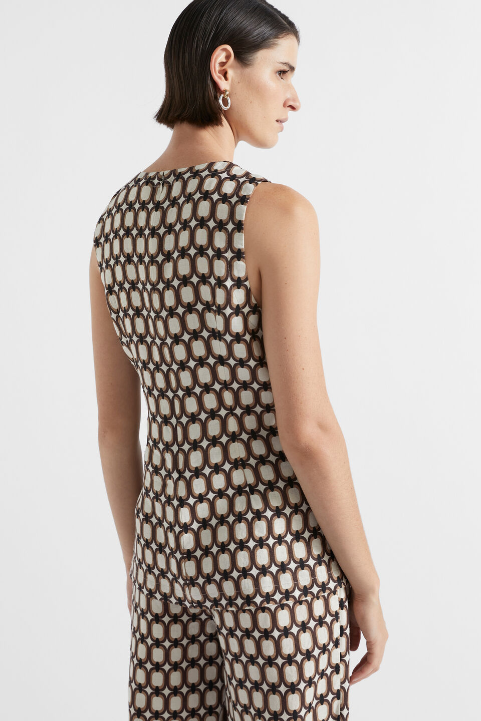 Linen Retro Tunic Top  Multi Retro