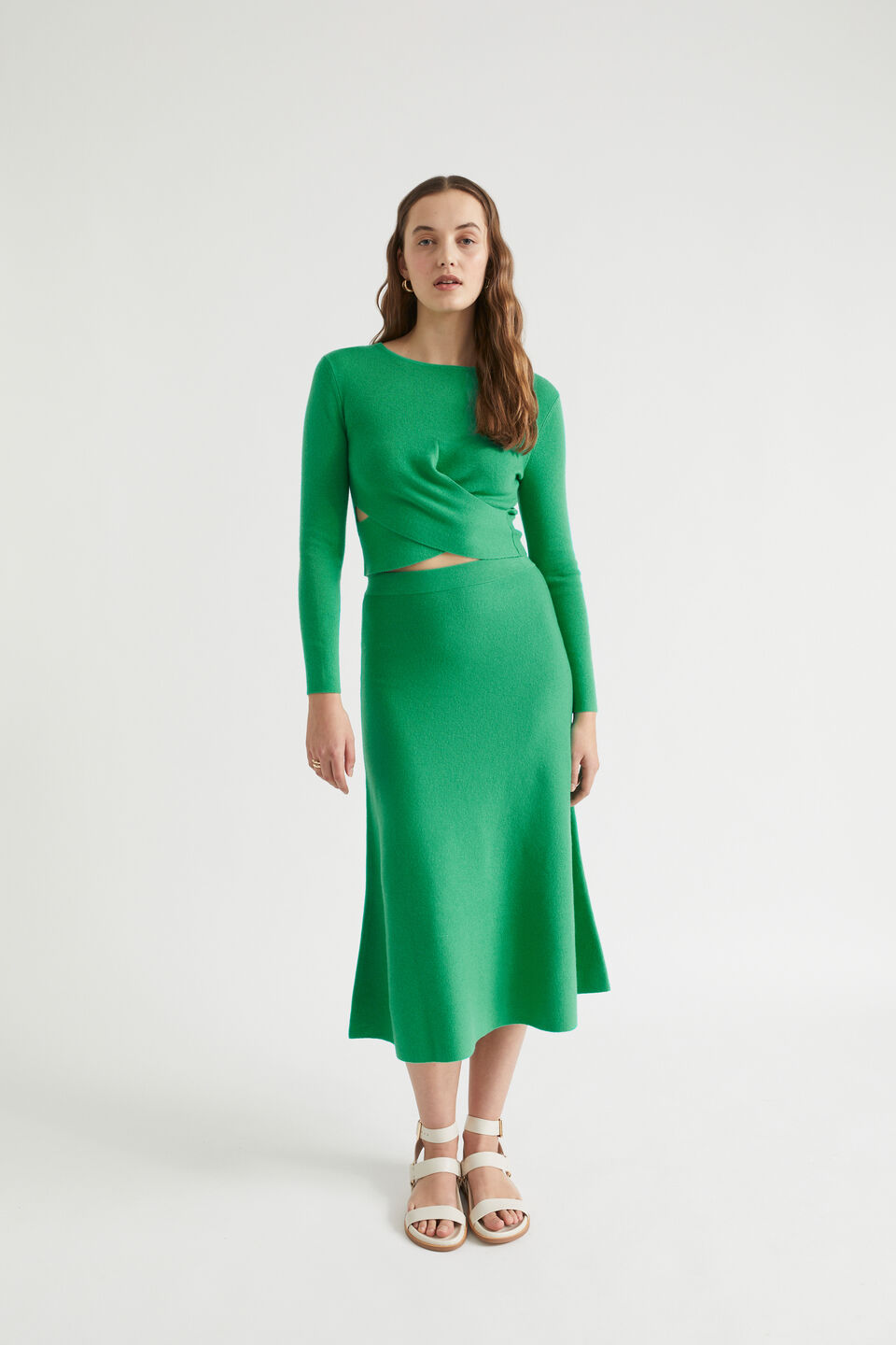 Cut Out Knit Sweater  Bright Mint