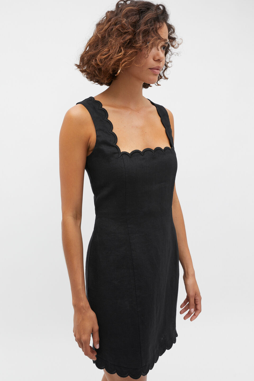 Scallop Mini Dress  Black