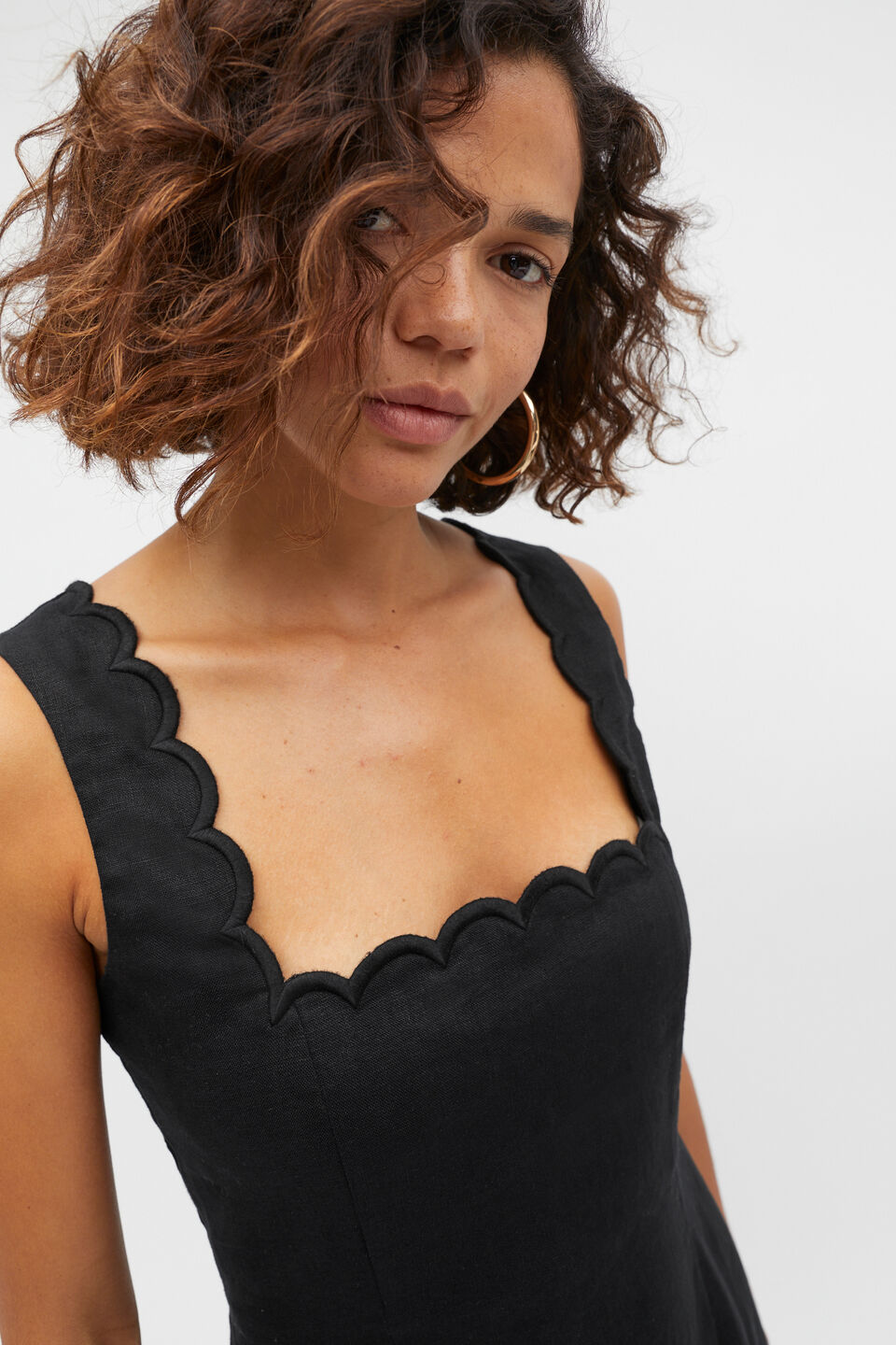 Scallop Mini Dress  Black