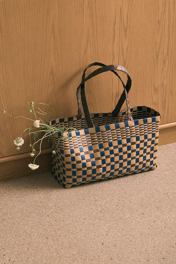 Paper Woven Market Bag  Vintage Indigo  hi-res