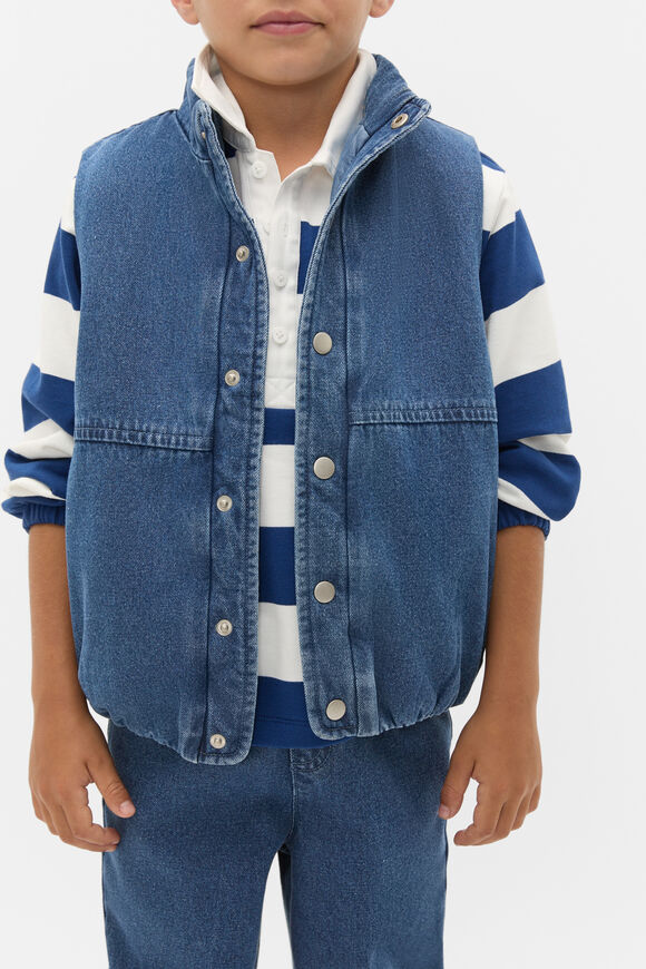 Washed Denim Vest  Indigo  hi-res