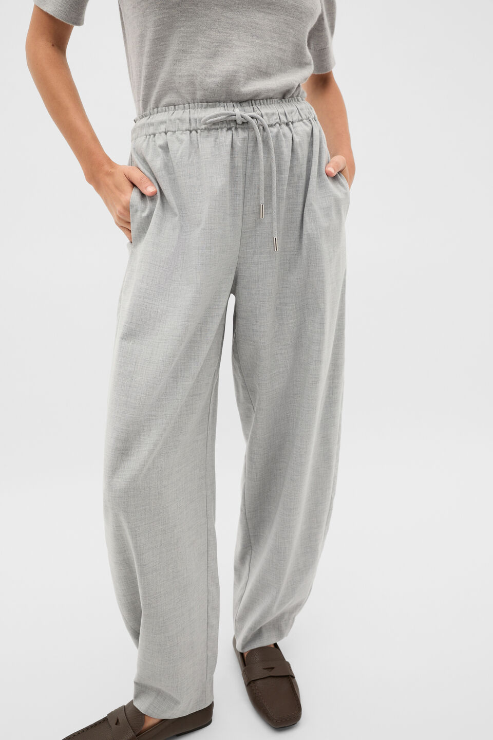 Soft Suiting Barrel Leg Pant  Pale Slate Crossdye