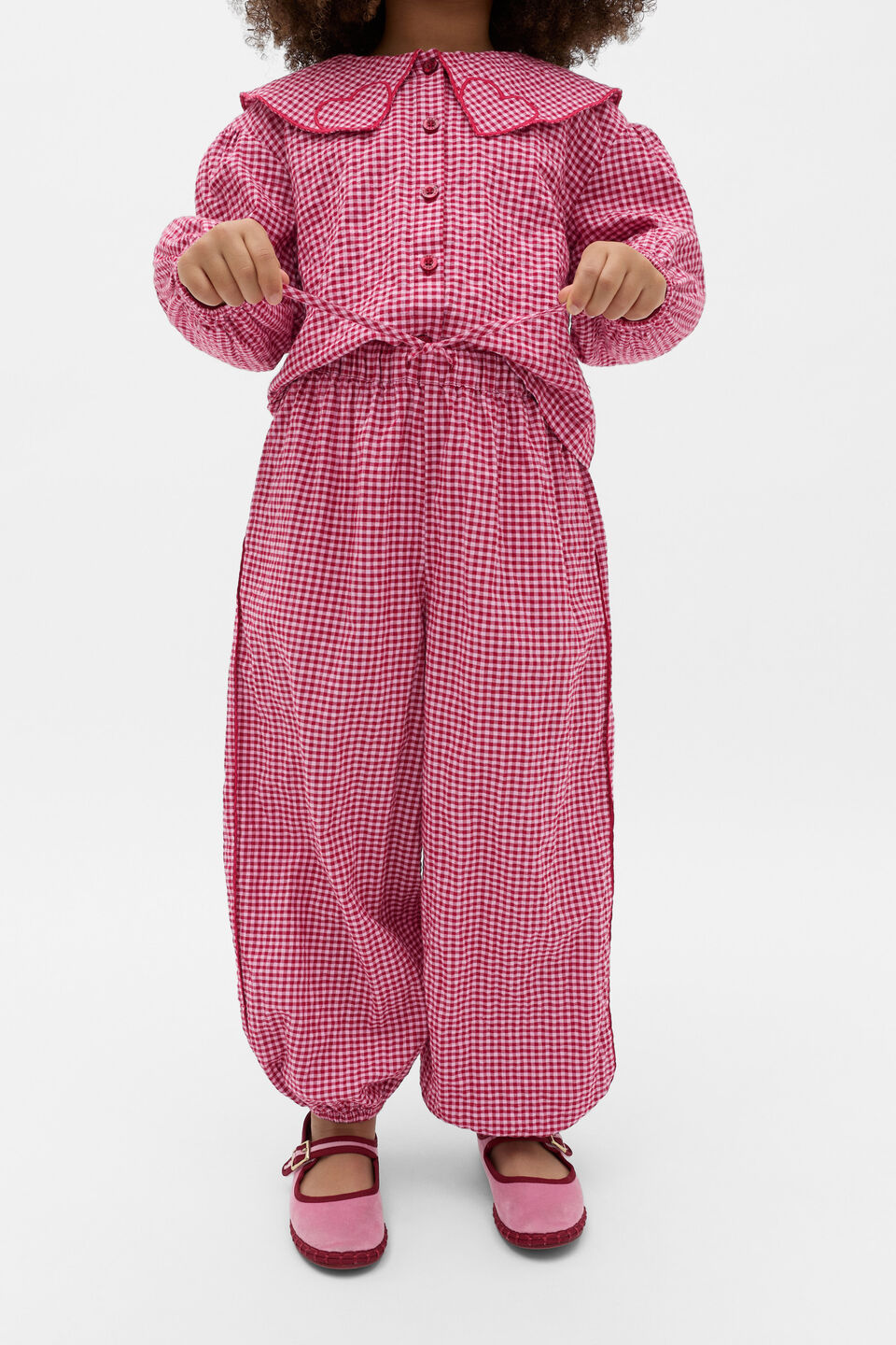 Gingham Balloon Pant  Dark Cherry