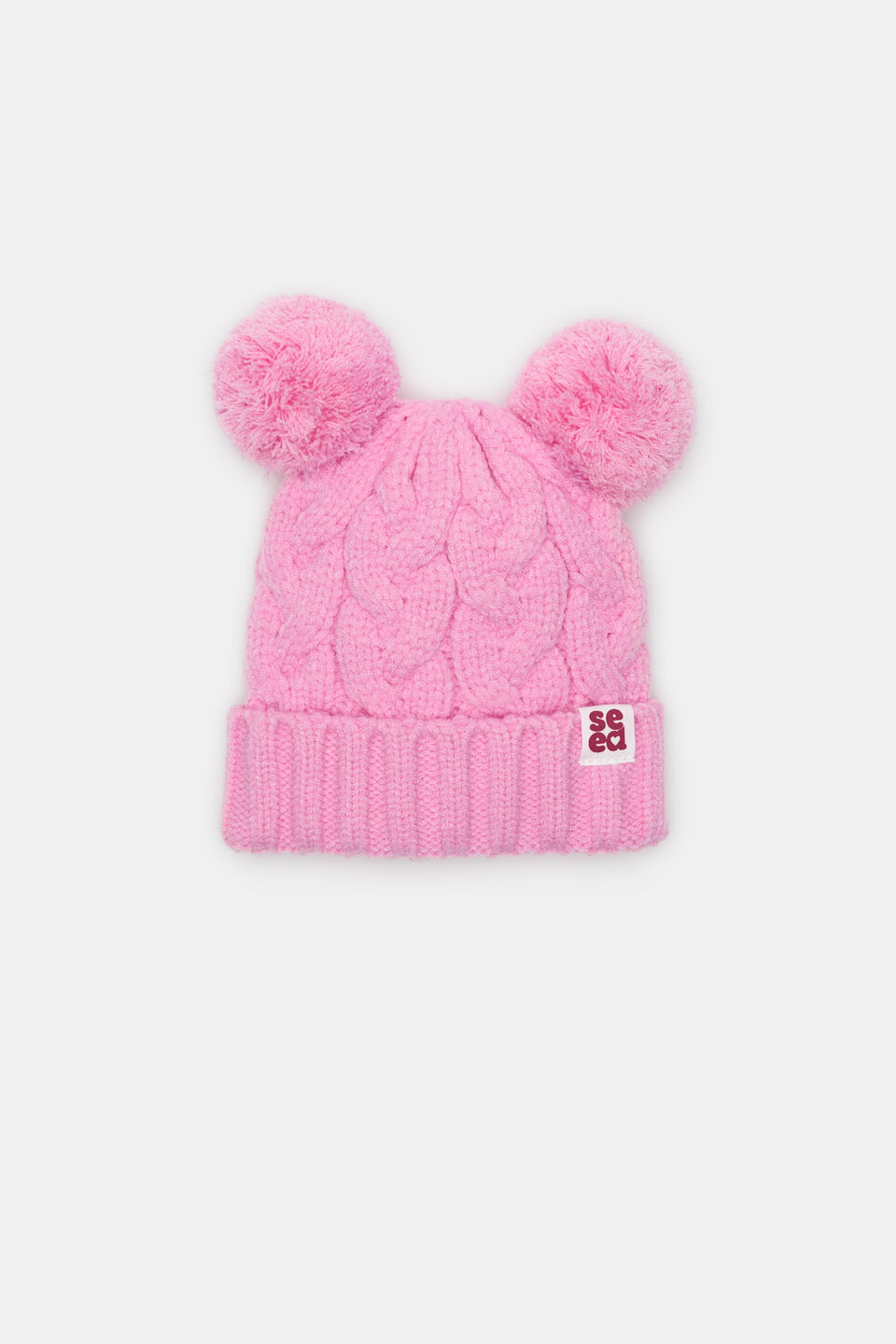 Mini Cable Knit Beanie  Candy Pink